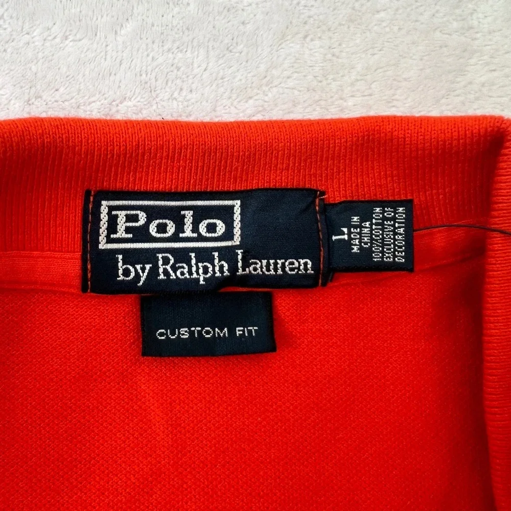 Polo Ralph Lauren Polo Shirt Orange Big Pony Custom Fit Large